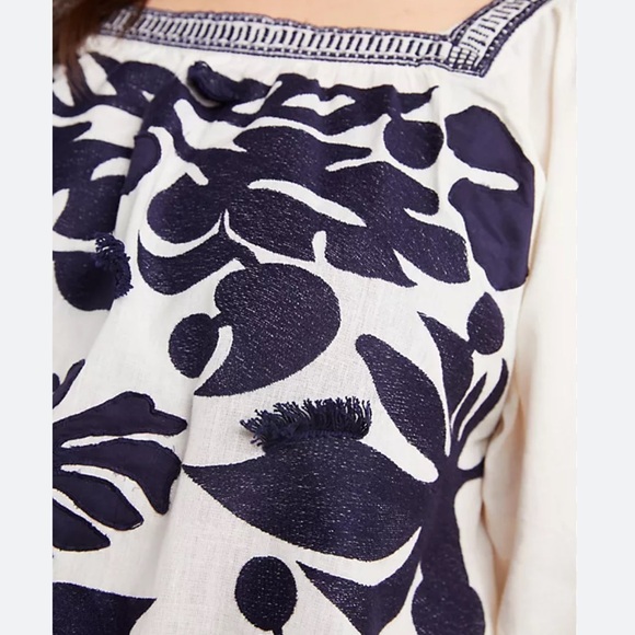Anthropologie Maeve Liyah Linen Embroidered Blouse Shirt Top Size 0 - Picture 7 of 16